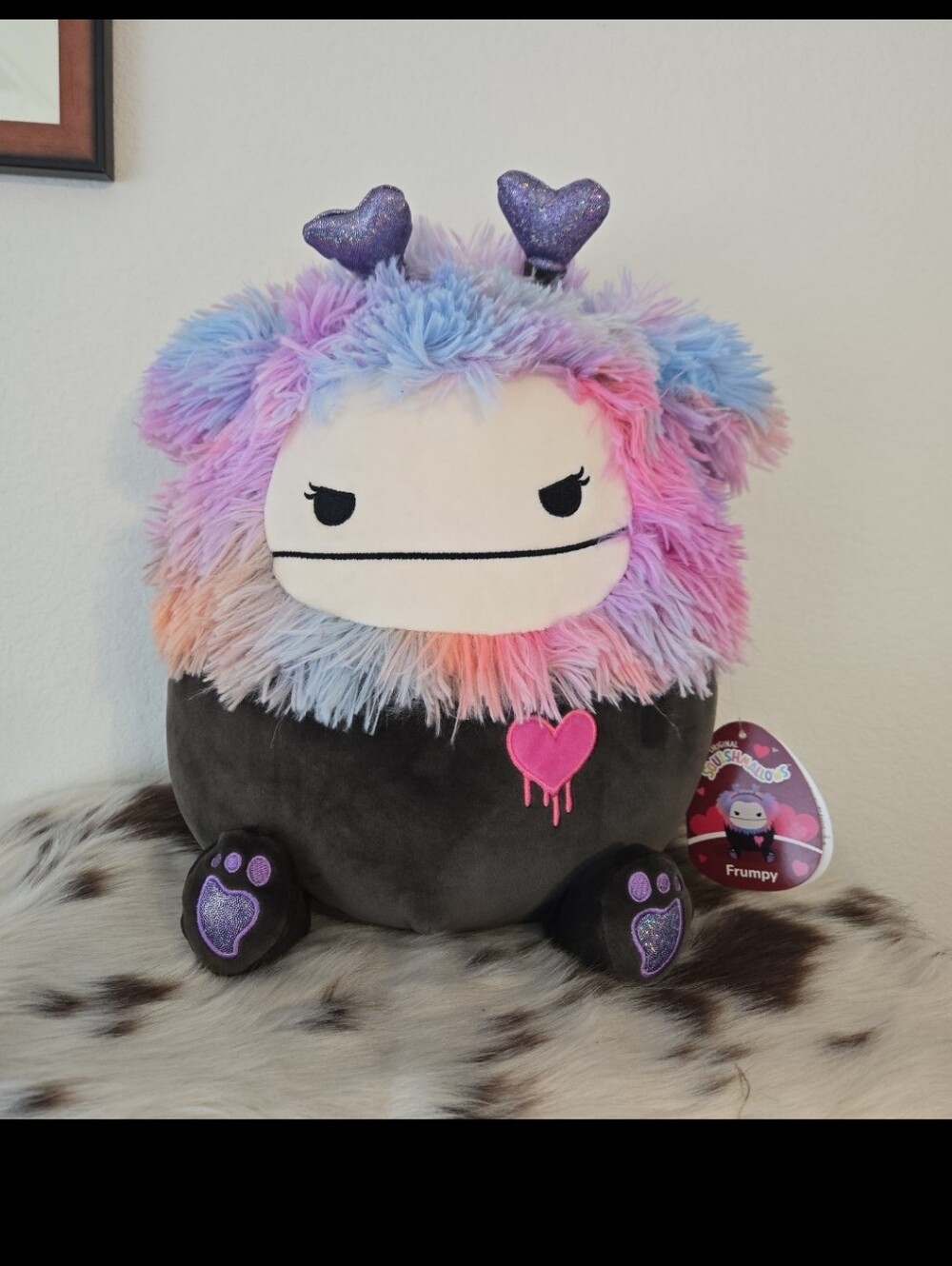 Squishmallows Frumpy Plush - Pastel Rainbow Fur with Black Body